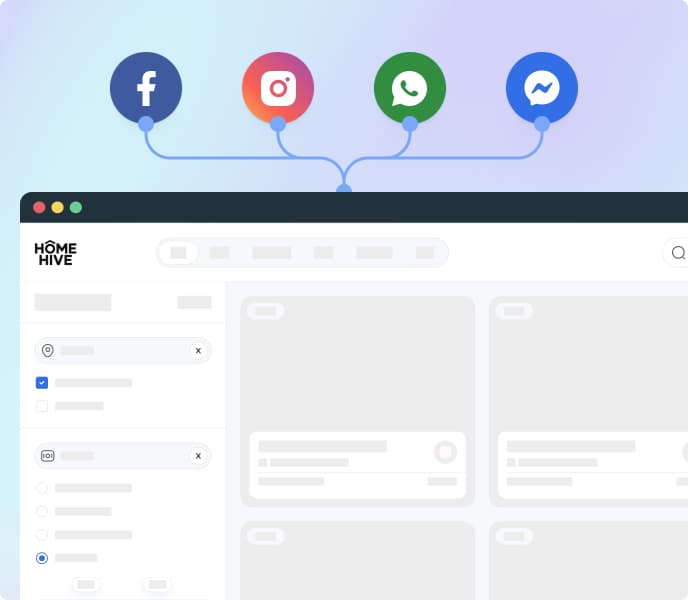 Home Hive dashboard showing social media integration